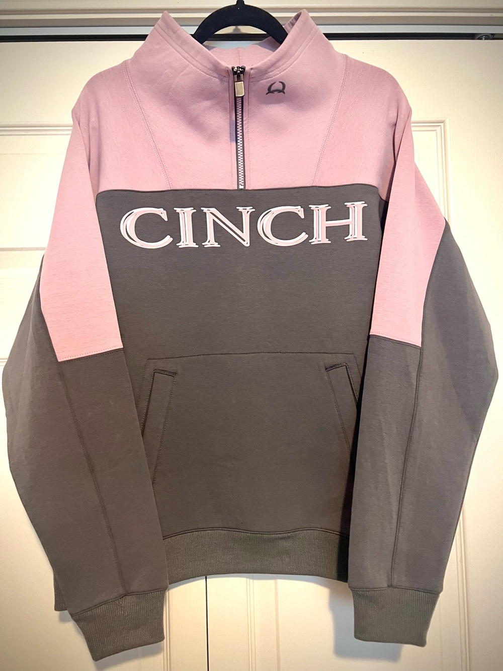 Cinch Colorblock Spell Out Polar Fleece 1/4 Zip Pullover Women’s Medium NWOT
